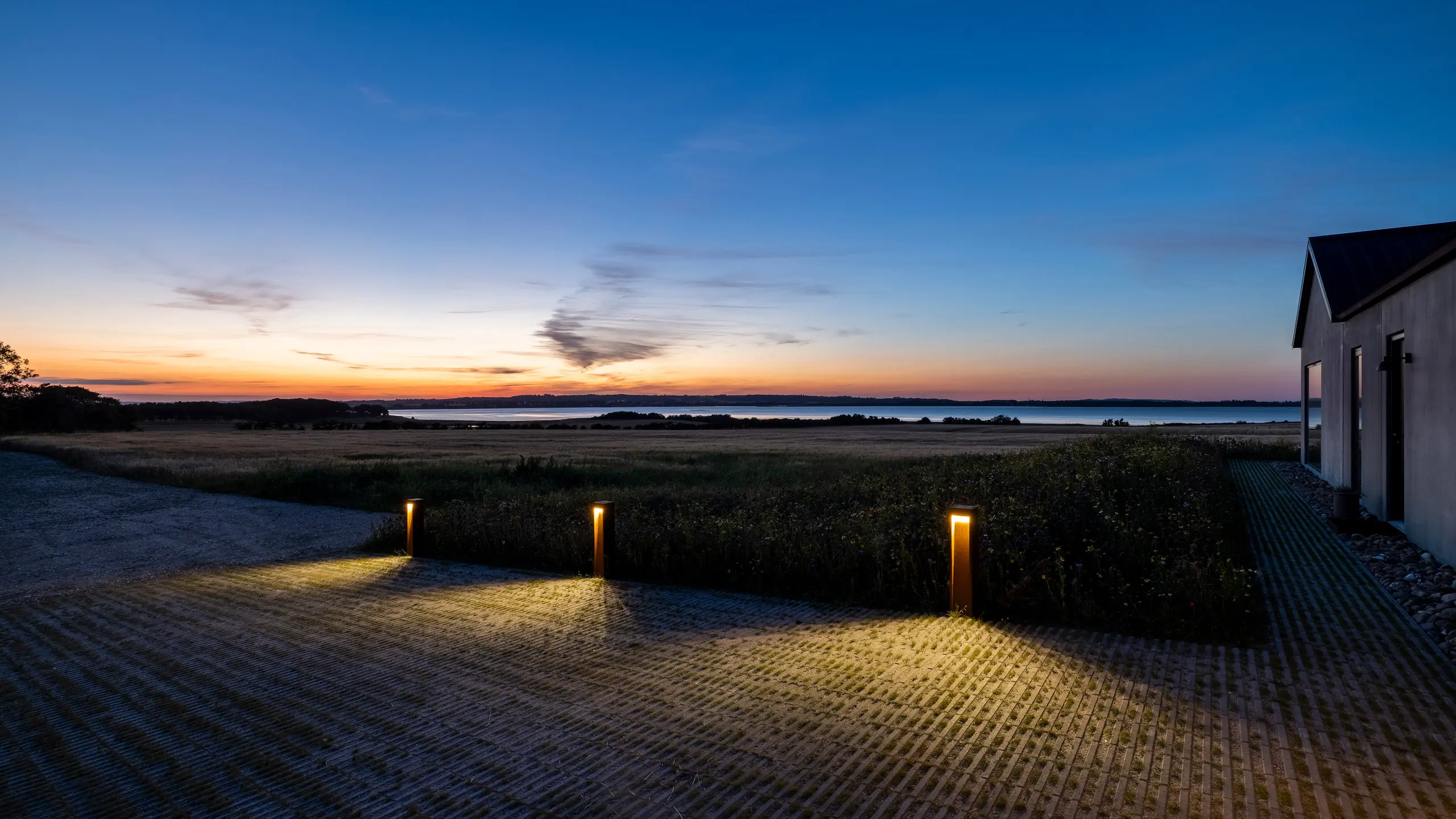 Bollards light one-sided to avoid light pollution