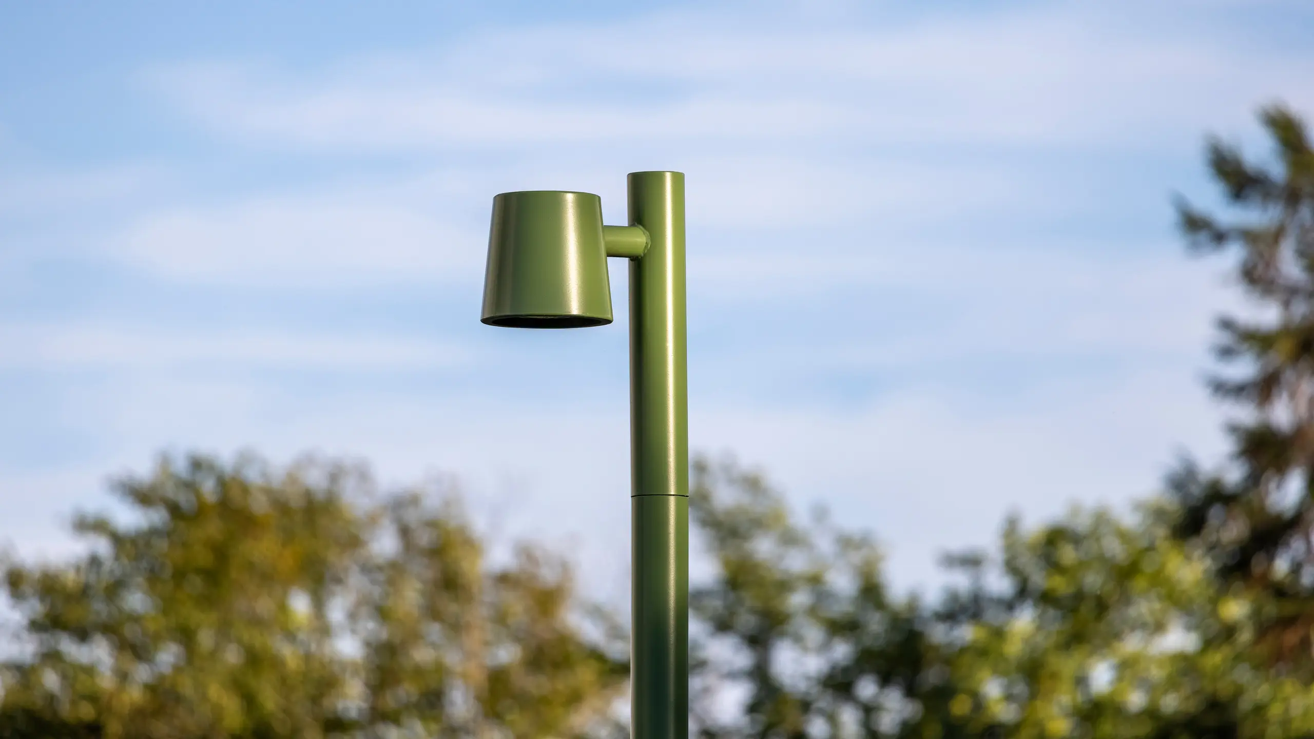 Green, powder coated lamp post