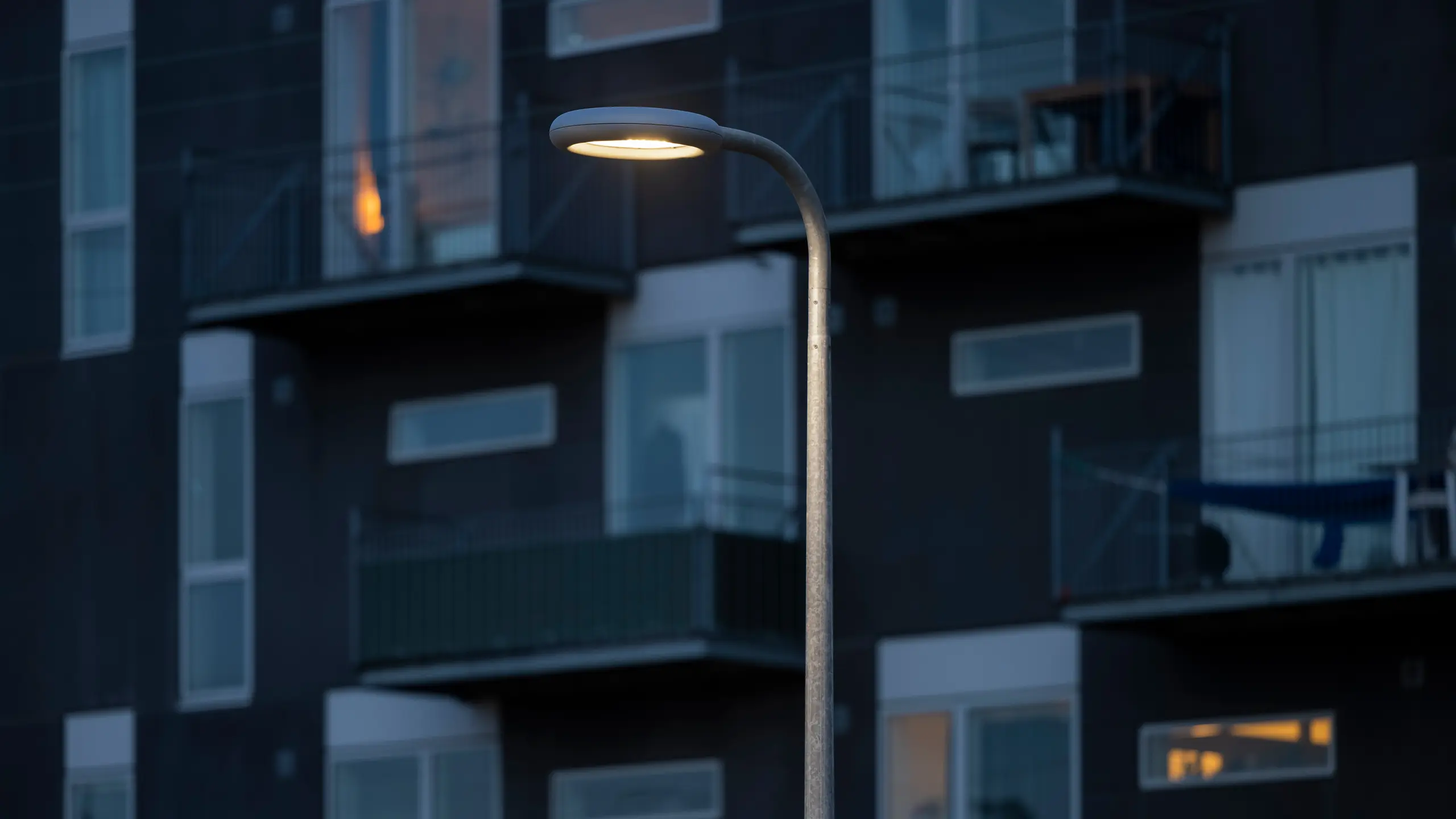 Street light fixture in the dusk